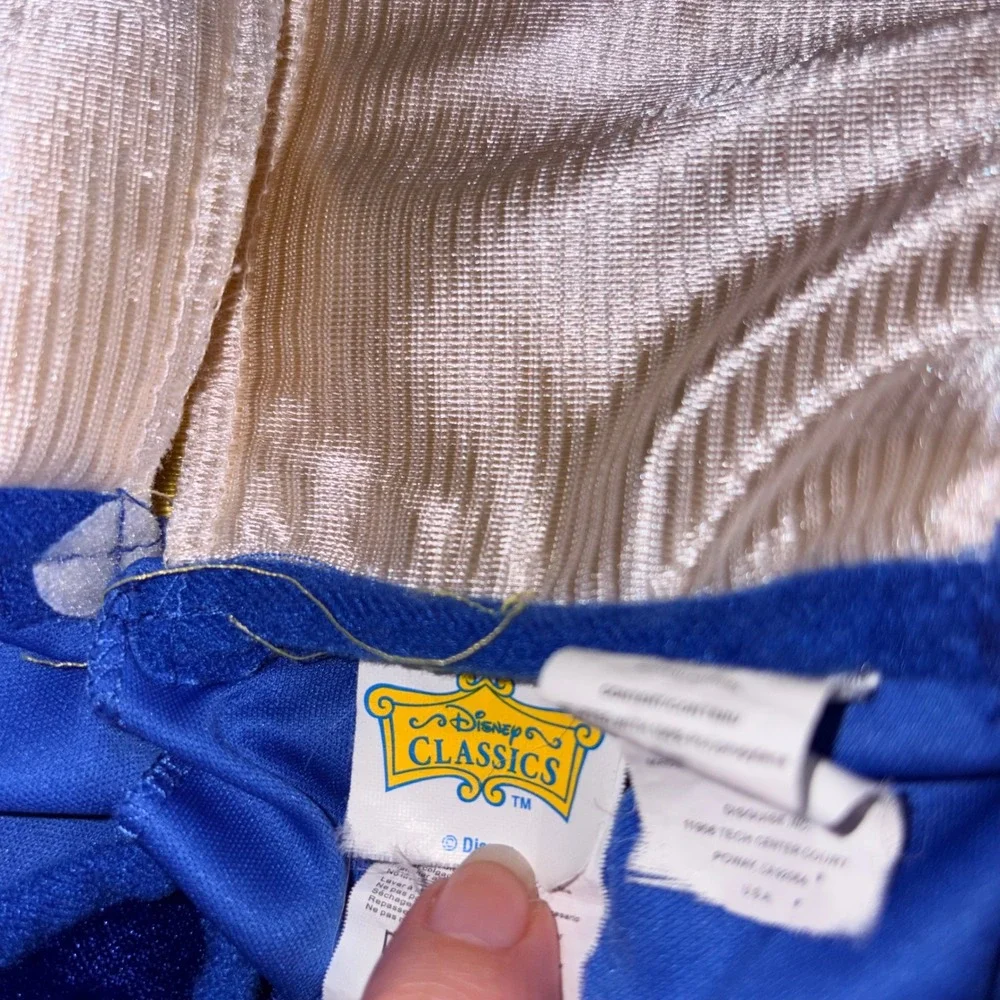Disney Snow White Costume Dress Kids age 12 / 14 Blue Yellow  Attached Cape